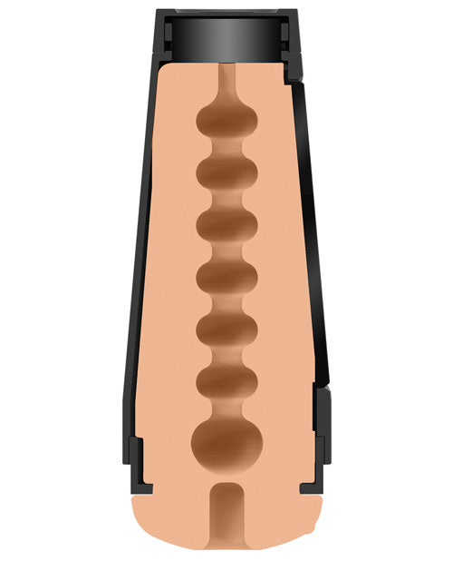 Cross-section of the Main Squeeze The Virgin texture inside of the stroker. It has a bubbled, rippled texture with a faux "hymen" at the entrance that will need to be slipped through with the initial use. | Kinkly Shop