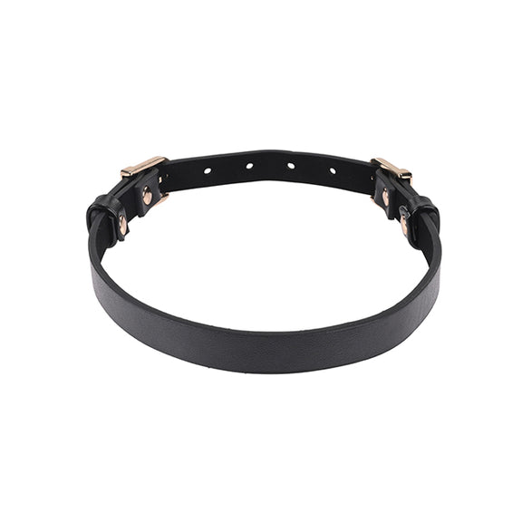 Top-down view of the Sportsheets Double Buckle Day Collar showcases that the backside of the collar is a simple, single piece of faux leather. | Kinkly Shop