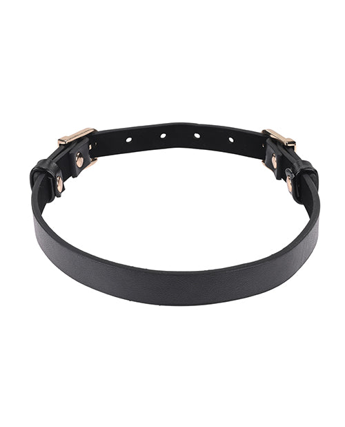 Top-down view of the Sportsheets Double Buckle Day Collar showcases that the backside of the collar is a simple, single piece of faux leather. | Kinkly Shop