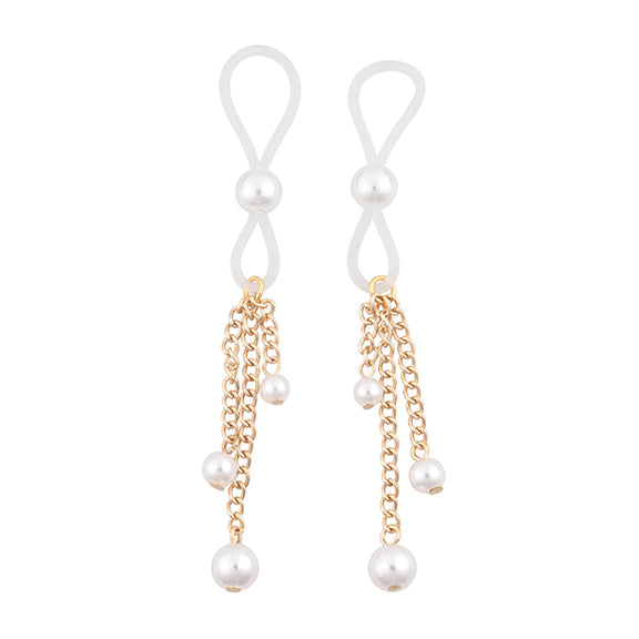 The Sportsheets Pearl Nipple Ties in front of a plain white background | Kinkly Shop