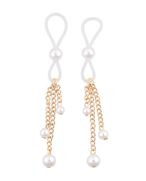 The Sportsheets Pearl Nipple Ties in front of a plain white background | Kinkly Shop