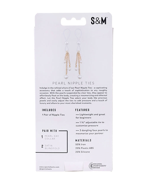 Backside of the packaging for the Sportsheets Pearl Nipple Ties | Kinkly Shop