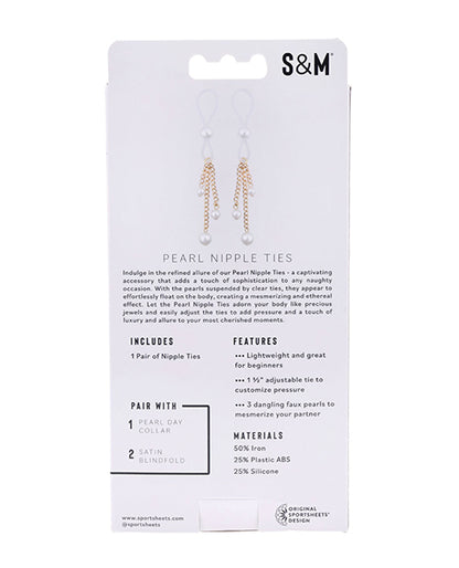 Backside of the packaging for the Sportsheets Pearl Nipple Ties | Kinkly Shop
