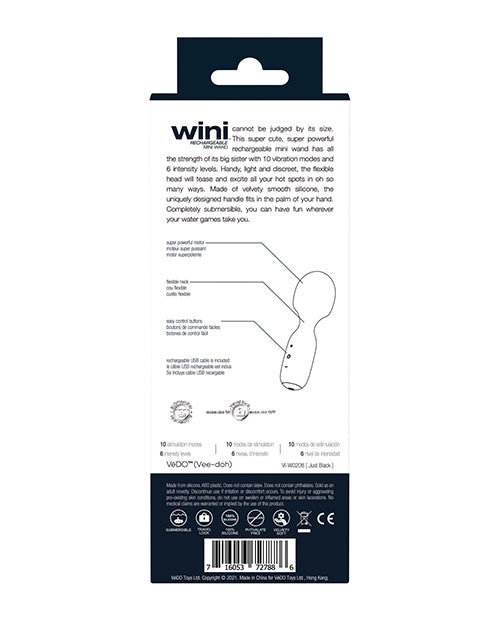 Backside of the packaging for the VeDO Wini | Kinkly Shop