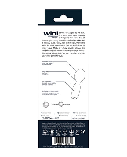 Backside of the packaging for the VeDO Wini | Kinkly Shop