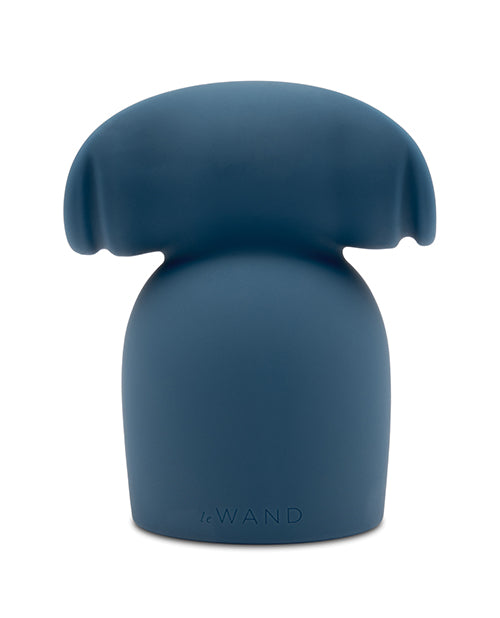 Side view of the Le Wand Stroke Attachment shows that the attachment's "head" is smooth aside from the taco-like tip that allows the penis to slide inside of the powerful vibrations. | Kinkly Shop