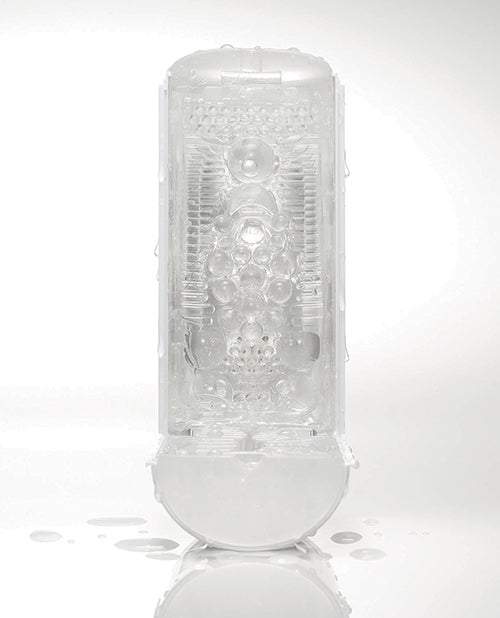 The white Tenga Flip Hole stroker flipped open to showcase the interior texture. | Kinkly Shop