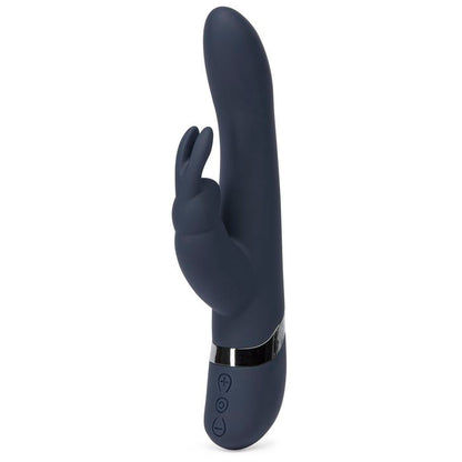 The Fifty Shades Darker: Oh My from a 3/4ths view, making it easy to see the three buttons at the base of the vibrator. This allows for easy control over the vibration intensities. | Kinkly Shop