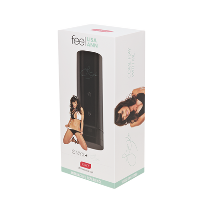 Packaging for the Lisa Ann Onyx+ FeelPornStar Experience stroker | Kinkly Shop