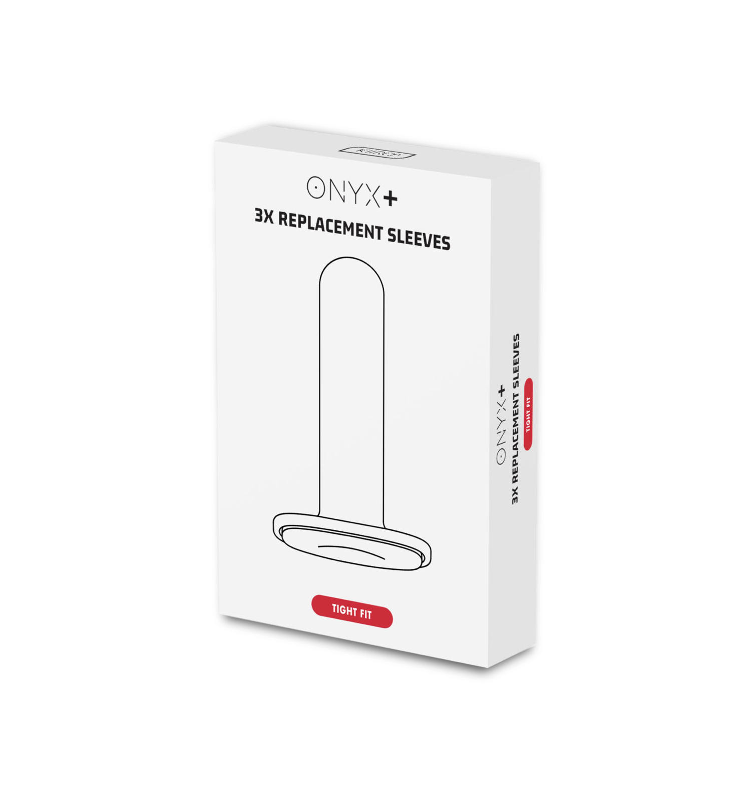 Packaging for the Onyx+ Replacement Sleeves 3 pack of Tight Fit sleeves | Kinkly Shop