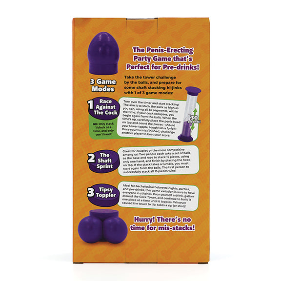 The backside of the packaging showcasing the 3 games included with Play Wiv Me Cock Tower game | Kinkly Shop