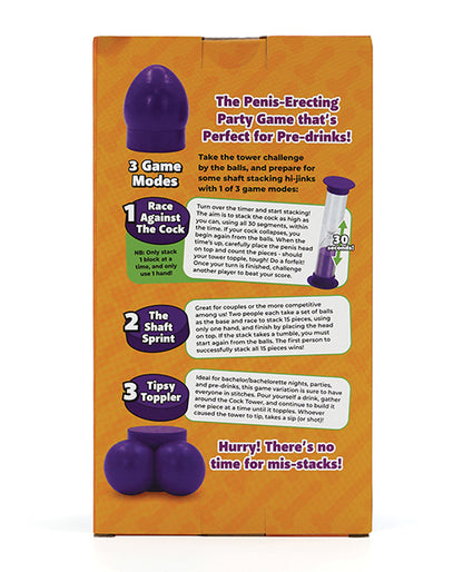 The backside of the packaging showcasing the 3 games included with Play Wiv Me Cock Tower game | Kinkly Shop