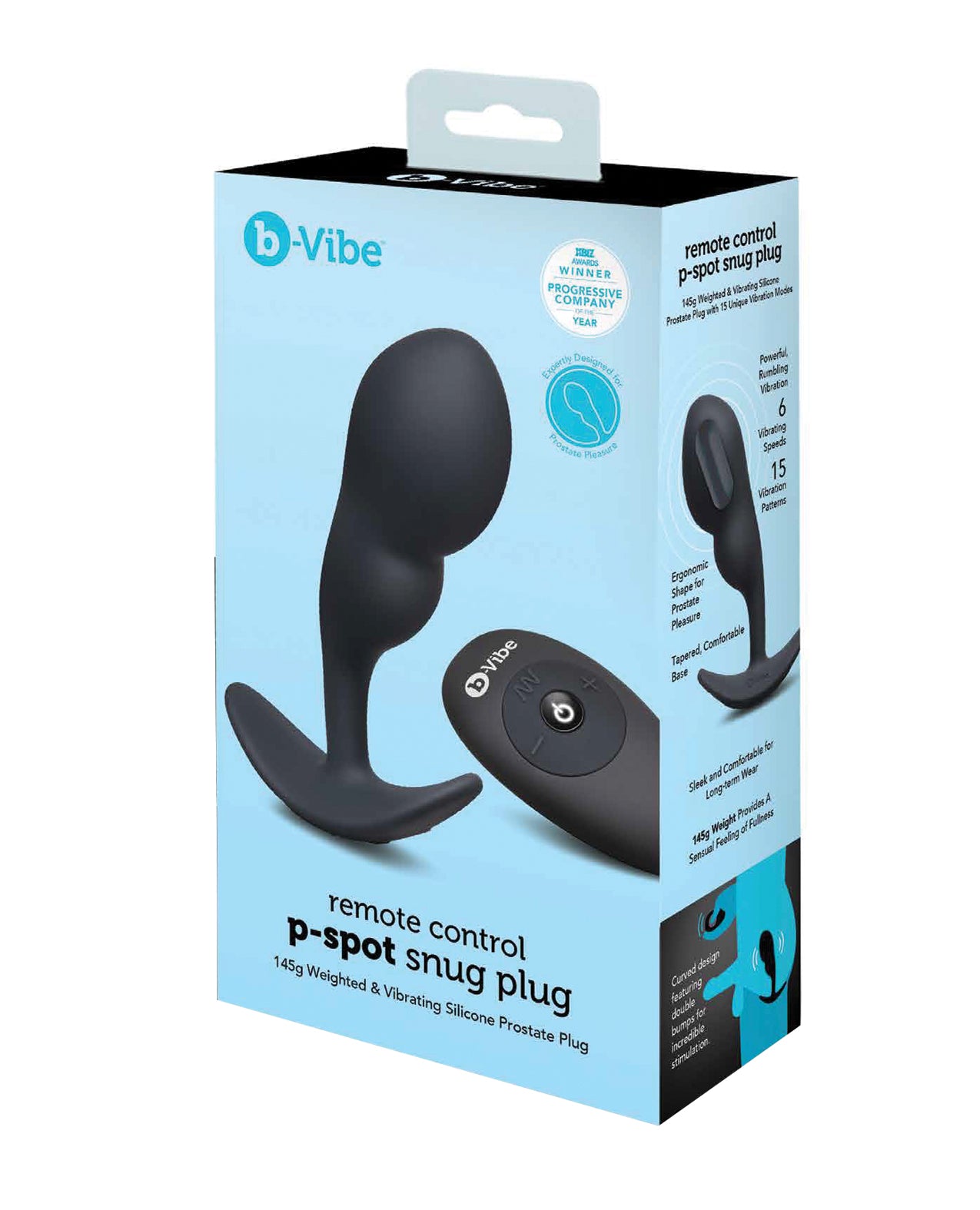 Packaging for the B-Vibe Remote Control P-Spot Snug Plug | Kinkly Shop