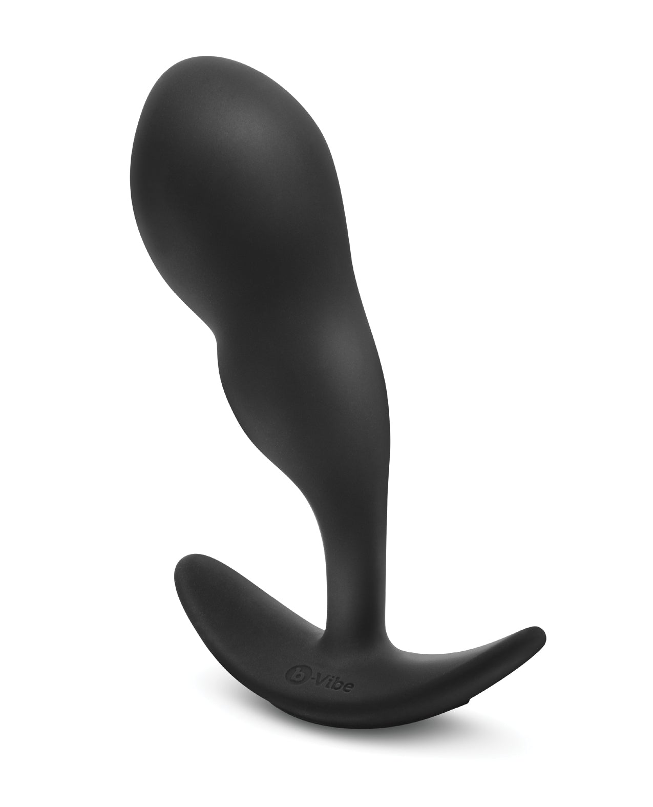 Close-up of the B-Vibe Remote Control P-Spot Snug Plug. The plug has a thin retention area with a long, T-shaped base for comfort between the cheeks. | Kinkly Shop