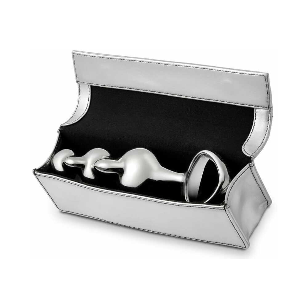 The njoy Disco inside of its silver storage case. The case is made specifically for the toy. | Kinkly shop