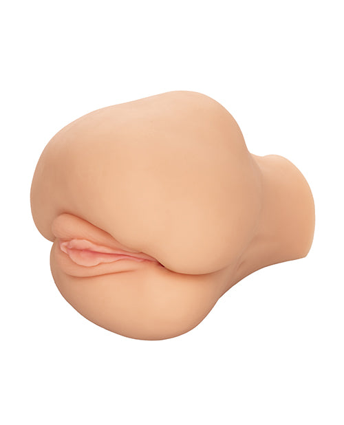 Side view of the Stroke It Side Banger, showcasing the hips are very wide compared to the very narrow "waist" of the sex toy | Kinkly Shop