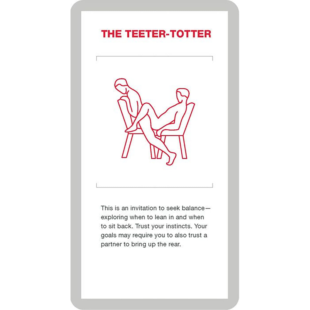 Example of a card within the Position of the Day: Oracle Deck. There's the title of the position, an illustration, and a small paragraph that has life advice. | Kinkly Shop