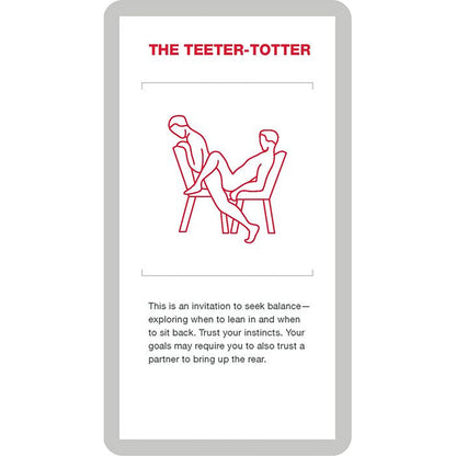 Example of a card within the Position of the Day: Oracle Deck. There's the title of the position, an illustration, and a small paragraph that has life advice. | Kinkly Shop