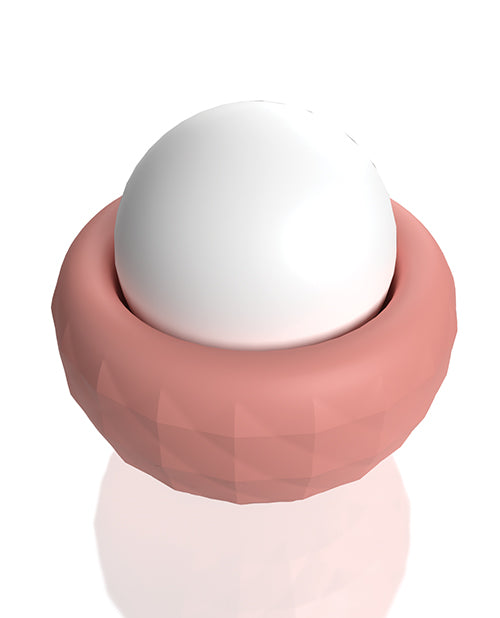 A top-down view showcases the very round, egg-like appearance of the vibrator looking like it's in a "Nest'| KInkly Shop