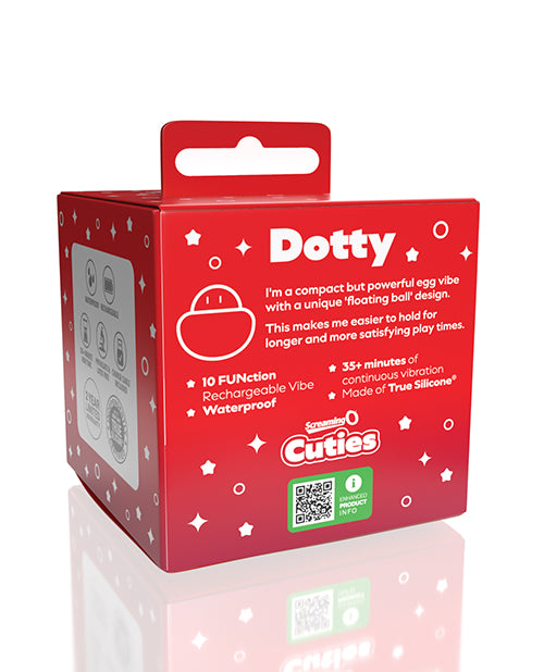 Backside of the packaging for the Screaming O Cuties Dotty | Kinkly Shop