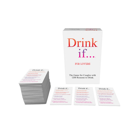 Drink If Card Game for Lovers shown with example cards in front of it | Kinkly Shop