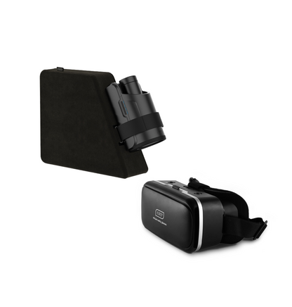 The KIIROO KEON Accessory: Multifunctional Pillow shown next to the VR headset for the optional VR headset bundle | Kinkly Shop