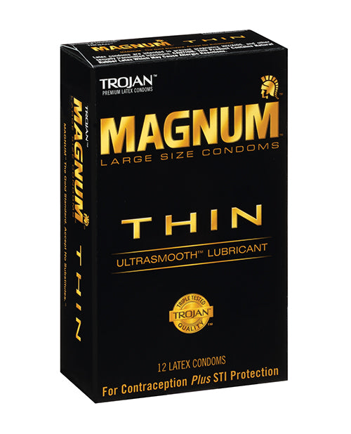 Trojan Magnum Thin Condoms packaging for a 12 pack | Kinkly Shop