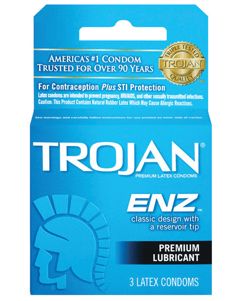 Packaging for the 3 pack of the Trojan ENZ | Kinkly