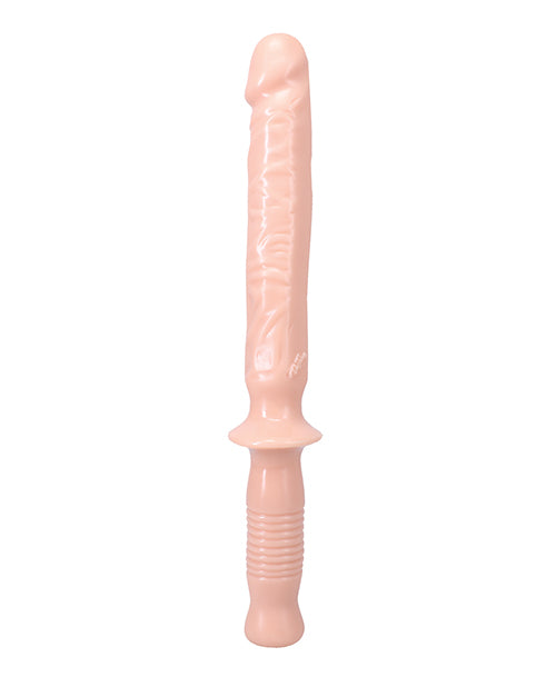 Side view of the Doc Johnson Manhandler, really showcasing the baton-style handle at the base of the dildo. | Kinkly Shop