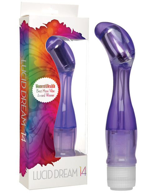 The Lucid Dreams #14 vibrator shown next to the packaging for the vibrator. | Kinkly Shop