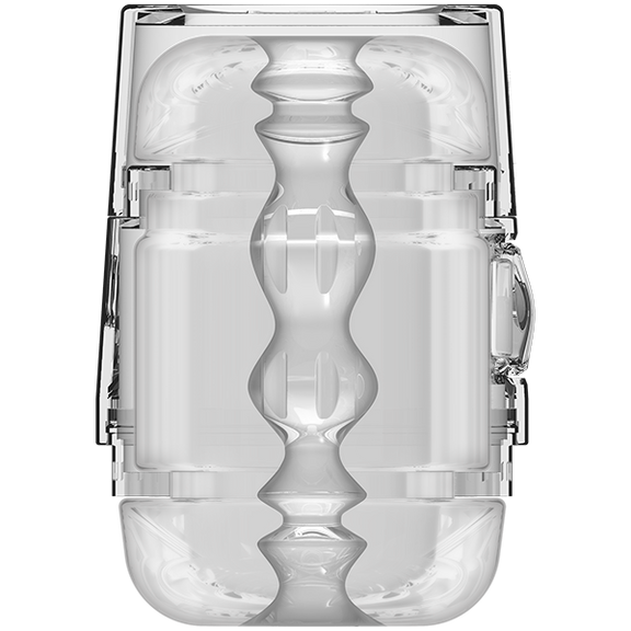 Cross-section of the interior of the Main Squeeze Pop-Off Optix, showcasing the waved diameter changes along the inner tunnel for added sensation. | Kinkly Shop