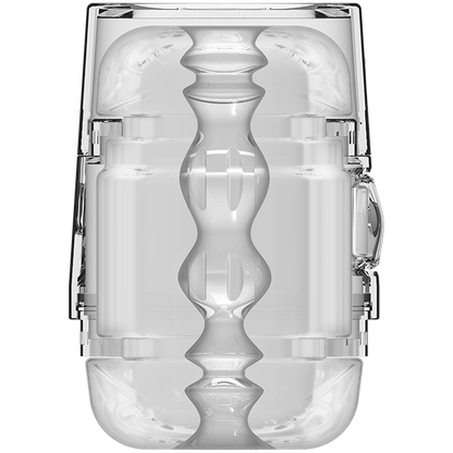 Cross-section of the interior of the Main Squeeze Pop-Off Optix, showcasing the waved diameter changes along the inner tunnel for added sensation. | Kinkly Shop