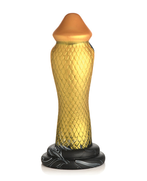Top-down view of the topside of the Creature Cocks Golden Mamba. The dildo has a very thick diameter near the head. | Kinkly Shop