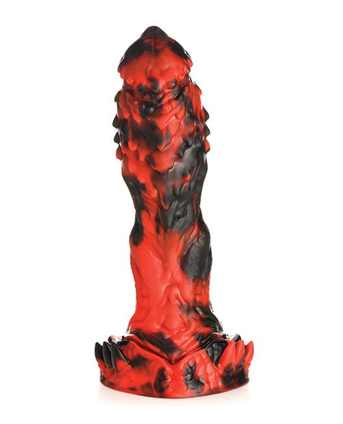 Top-down view of the Creature Cocks Reaper. The dildo is very textured throughout its shaft. | Kinkly Shop