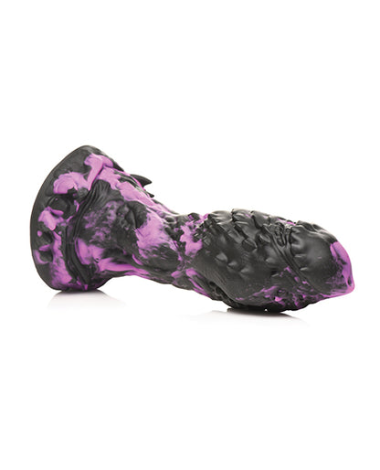 The Creature Cocks Grim dildo laying on its side. The dildo is firm enough to hold its shape. | Kinkly Shop