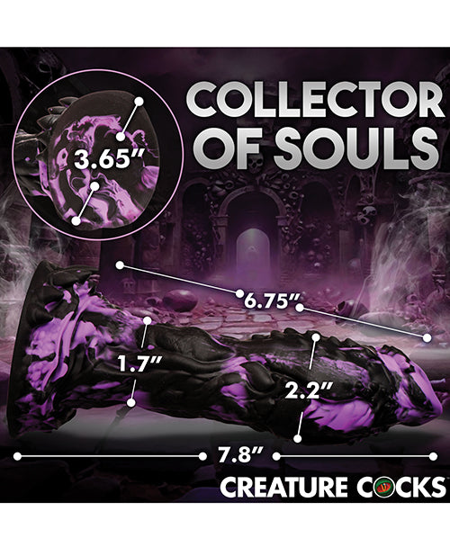 The Creature Cocks Grim with measurements of the dildo written on top of it. All measurements are included within the product text description. | Kinkly Shop