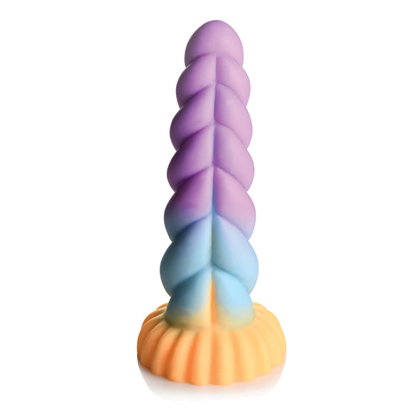 Underside of the Creature Cocks Unicorn. The dildo has a very rippled design. | Kinkly Shop