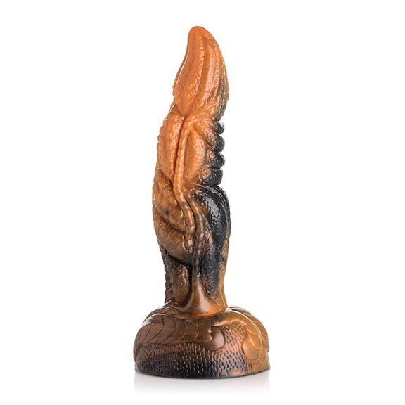 Side view of the Creature Cocks Ravager. The dildo looks somewhat slender with a very textured shaft. | Kinkly Shop