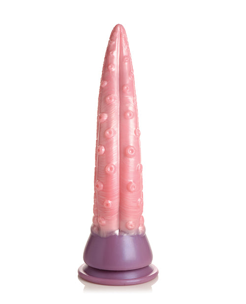 View of the tentacle sucker'ed side of the Creature Cocks Octoprobe. The dildo has a lot of tentacle sucker "dots" along the length of the dildo at various points. It doesn't look like a standard tentacle dildo. | Kinkly Shop