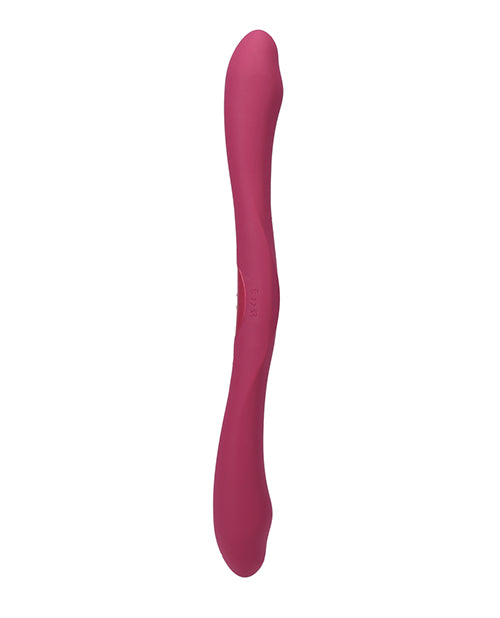 Side view of the double-ended Tryst Duet. The dildo has protruding bits on both ends. | Kinkly Shop