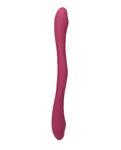 Side view of the double-ended Tryst Duet. The dildo has protruding bits on both ends. | Kinkly Shop