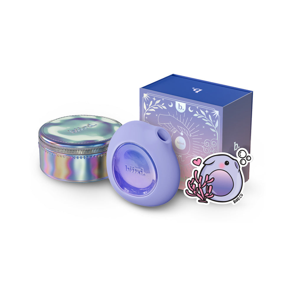 The Biird Lumii in Lliac next to its packaging and everything it comes with. | Kinkly Shop