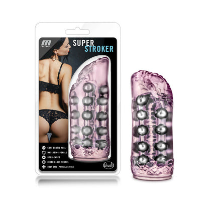 The Blush Super Stroker shown next to the packaging for the stroker. | Kinkly Shop