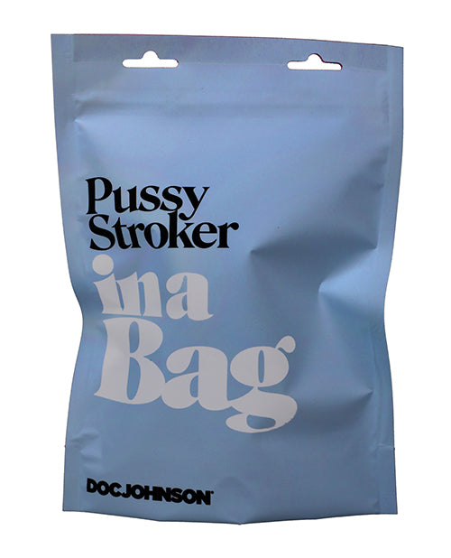 The packaging bag for the Doc Johnson Pussy Stroker In A Bag | Kinkly Shop