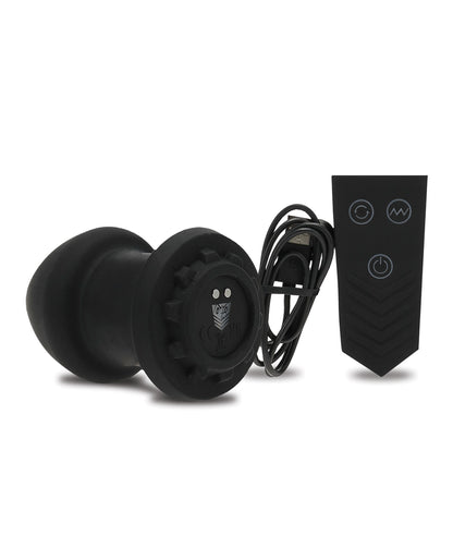 Everything included with the Fort Troff Robo Rimmer X. There's the plug itself, the charging cable, and the wireless remote control. | Kinkly Shop
