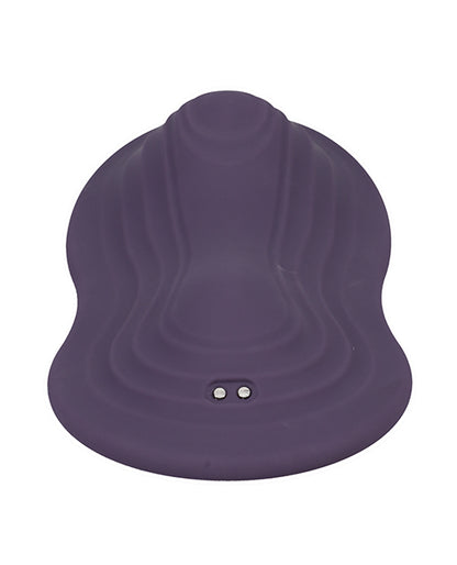 Backside of the iRide Pleasure Seat. This end of the toy is less tall, and it has the two magnetic charging prongs where the toy charges. | Kinkly Shop