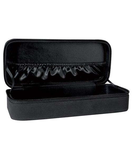 The Love to Love Secret Box open to showcase the elastic pouch on the lid of the case that allows you to organize your items better | Kinkly Shop