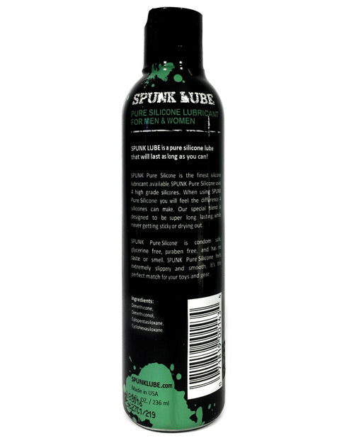 Backside of the bottle of the Spunk Pure Silicone | Kinkly Shop