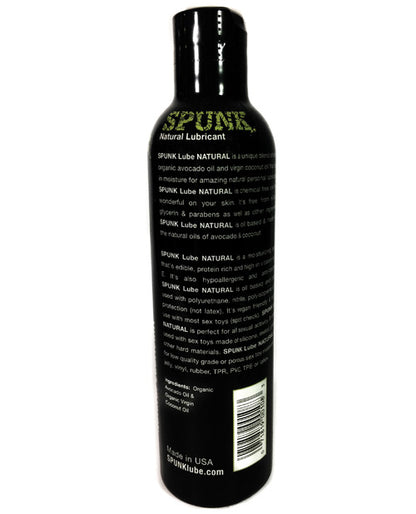 Backside of the Spunk Natural Lube packaging | Kinkly Shop