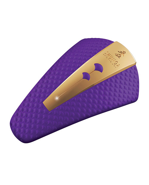 Close-up of the two buttons and the LED light right on the front of the Shunga Obi | Kinkly Shop